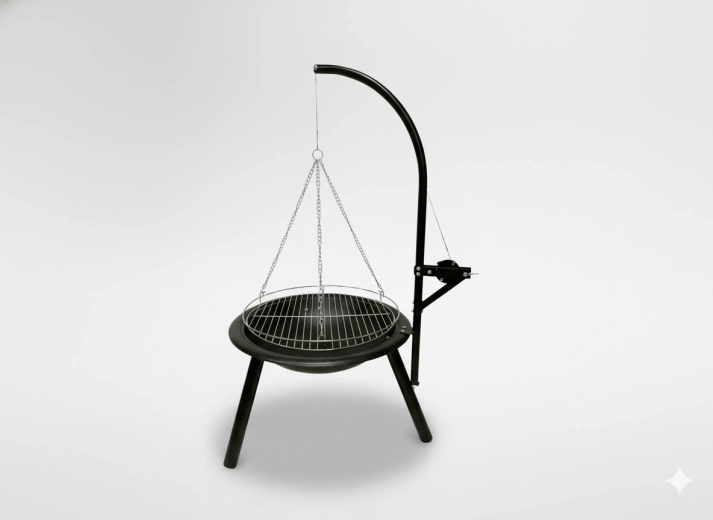 Zawieszany regulowany grill z paleniskiem 55 × 100 cm