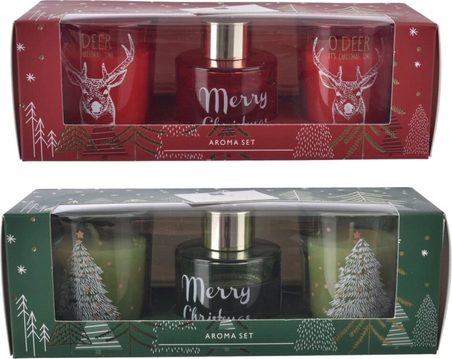 Świąteczny zestaw dyfuzora zapachowego i świecy 30 ml (2 warianty)
