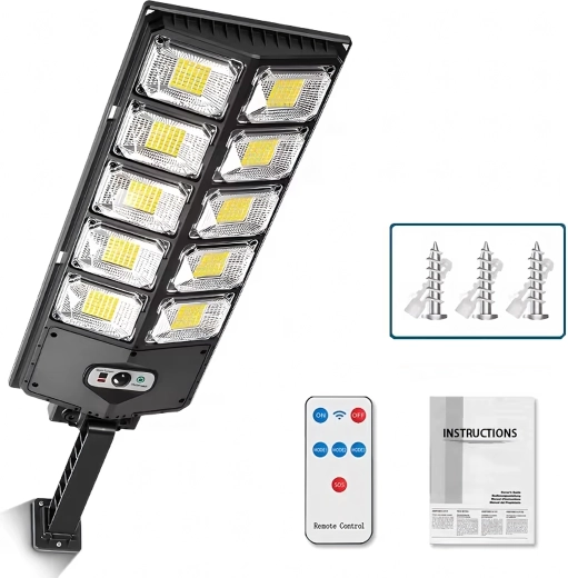 Solarny zewnętrzny lamp LED z czujnikiem ruchu i zmierzchu, zdalne sterowanie