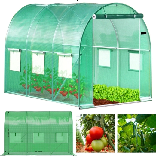 Tunelowy foliownik ogrodowy 4 × 2,5 × 2 m, 10 m², metalowa konstrukcja i plandeka odporna na UV