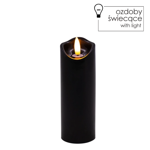 LED świeca czarna 5 × 15 cm z ciepłym migoczącym płomieniem