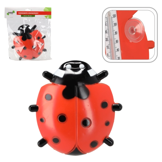 Zewnętrzny termometr Biedronka z przyssawkami 16 × 15,8 cm