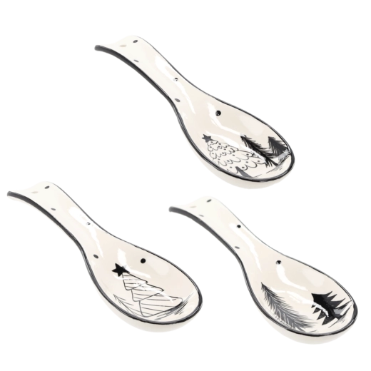 Ceramiczna podstawka pod łyżkę w kształcie choinki