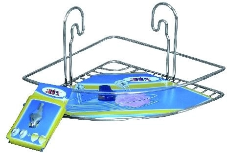 Narożna półka STICK, 1 poziom, chrom, 20 × 20 × 13 cm