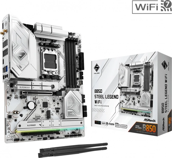 Biała płyta główna B650 Steel Legend WiFi AM5 ATX