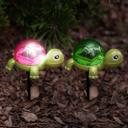 Solarną lampa LED w kształcie żółwia do wbicia w ziemię - 1 sztuka