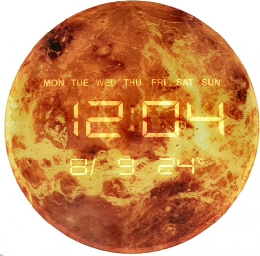 Zegar ścienny planeta Mars z wyświetlaczem LED 32 cm – Pomarańczowy