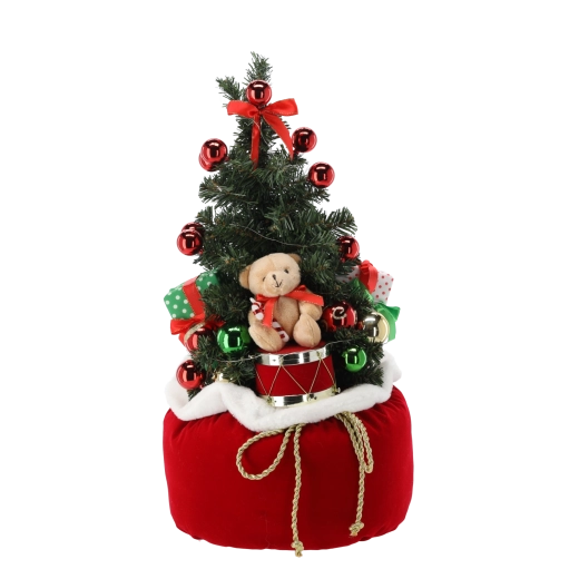 Sztuczna choinka w woreczku z zabawkami i LED, 60 cm