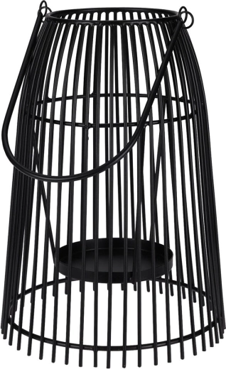 Metalowy druciany świecznik na jedną świecę, czarny, 29 × 20 cm