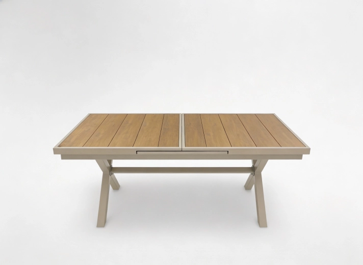 Rozkładany ogrodowy stół aluminiowy beżowy 180–240 × 90 × 76 cm
