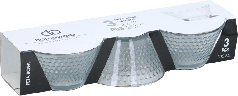 Zestaw szklanych misek Peta 300 ml, 3 szt.