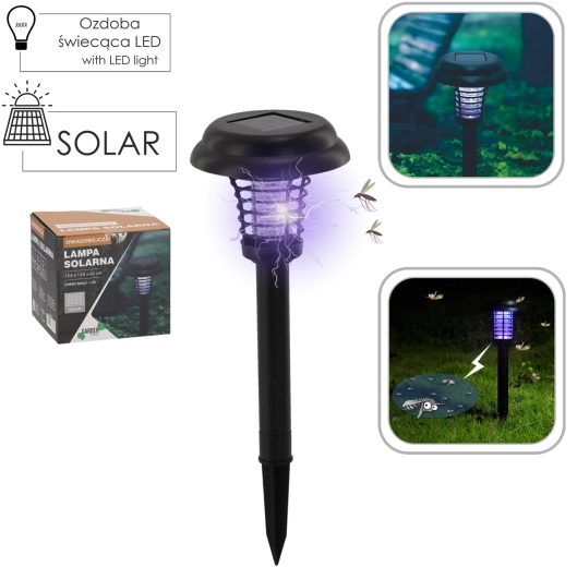 Solarny ogrodowy lampion z odstraszaczem owadów 13,8 × 13,8 × 42 cm
