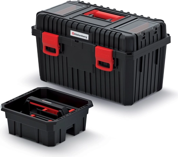 Skrzynia na narzędzia HEAVY z wyjmowaną wkładką, 585 × 360 × 337 mm, czarna