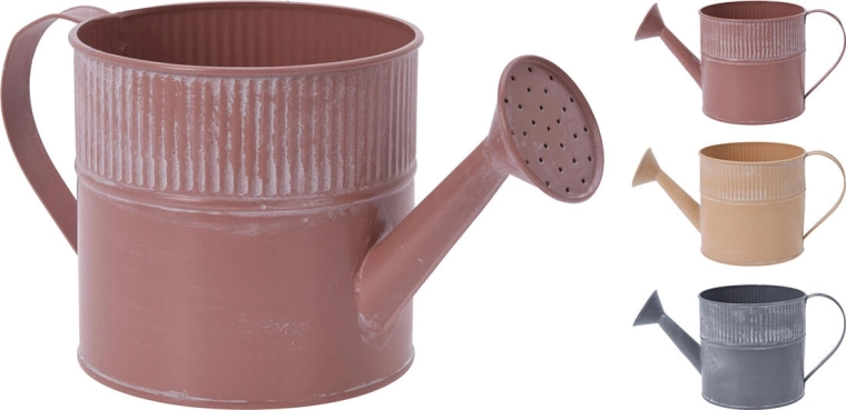 Dekoracyjna doniczka w kształcie konewki, metalowa, 13 × 12 cm