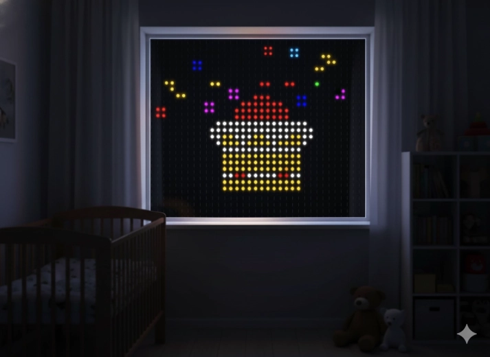 Inteligentna kurtyna świetlna LED 400 RGB multicolor 2 × 2 m z pilotem do użytku wewnątrz i na zewnątrz
