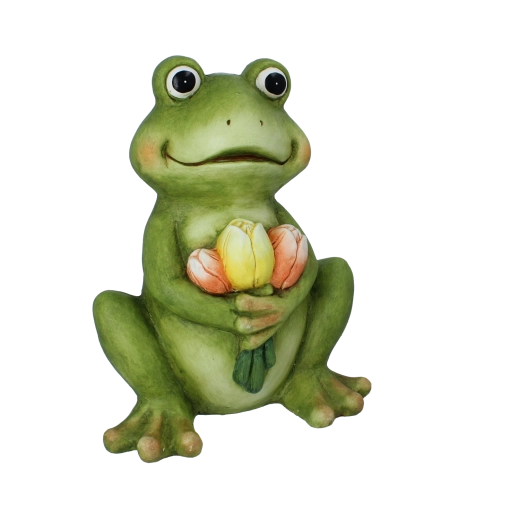 Ozdoba ogrodowa żaba z tulipanami