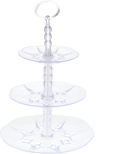 Trzypoziomowa plastikowa patera GALICJA, przezroczysta