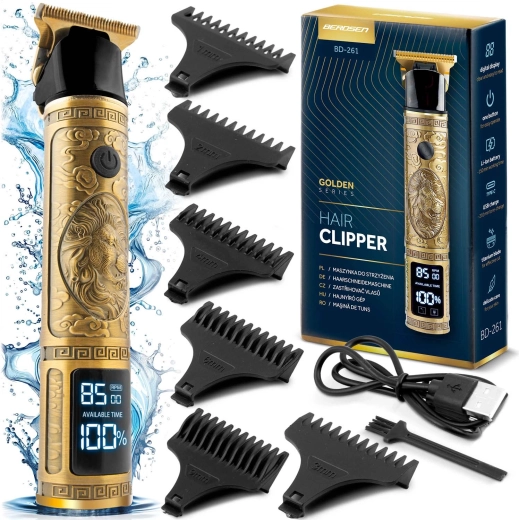 Złoty trymer do włosów i brody BERDSEN Barber Master z ekranem LCD