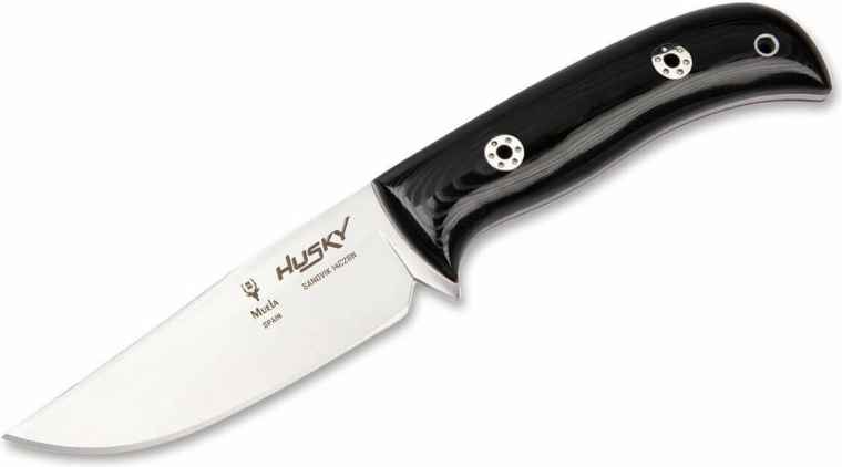 Muela Husky 11 nóż outdoorowy, czarna polerowana Micarta, skórzane etui