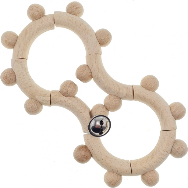 Drewniana grzechotka z dzwoneczkiem