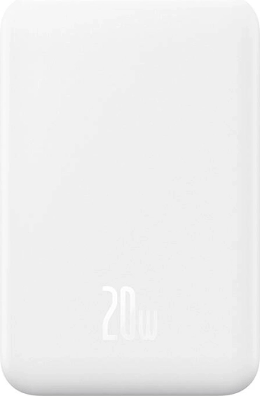 Magnetyczny mini powerbank Baseus 5000 mAh z USB‑C 20 W i ładowaniem bezprzewodowym – biały