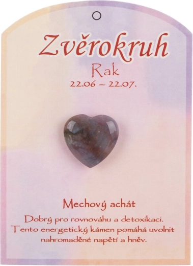 Agat mszysty – polerowane serce dla znaku Raka