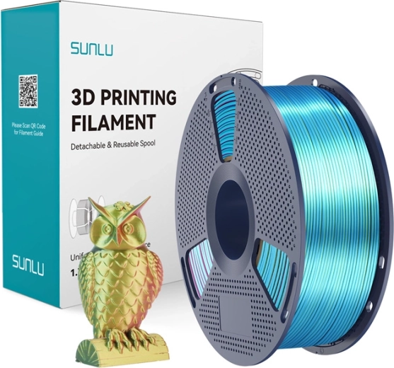 Sunlu PLA+ Silk trójkolorowy filament czerwony–żółty–zielony