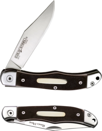 Cold Steel Ranch Hand klasyczny nóż składany 7,6 cm z okładzinami z kości i skórzanym etui