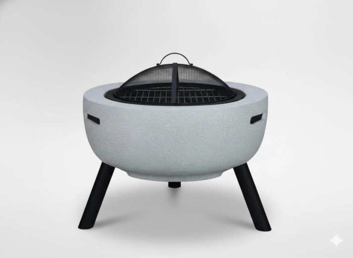 Ogrodowe palenisko na nóżkach z pokrywą i pogrzebaczem 60 × 60 × 52 cm