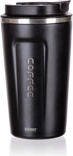 Termokubek podróżny 450 ml czarny nierdzewny