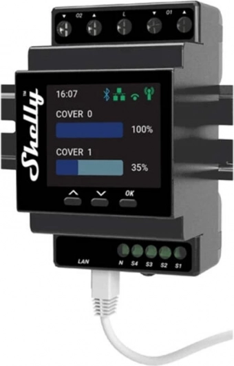 Inteligentny sterownik rolet Shelly Pro z Wi‑Fi i pomiarem mocy