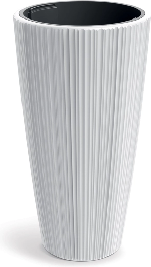 Donica ORO 39 cm biała z pionowymi rowkami
