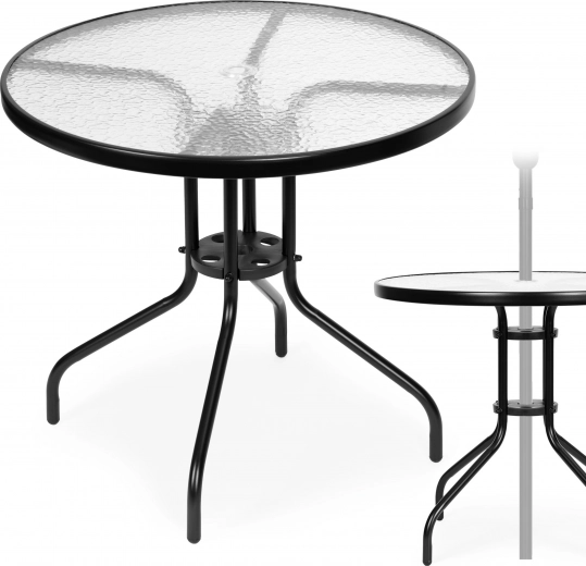 Okrągły stół ogrodowy 80 cm z otworem na parasol