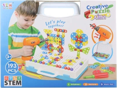 Zestaw konstrukcyjny na śrubki z wiertarką – 193 elementy