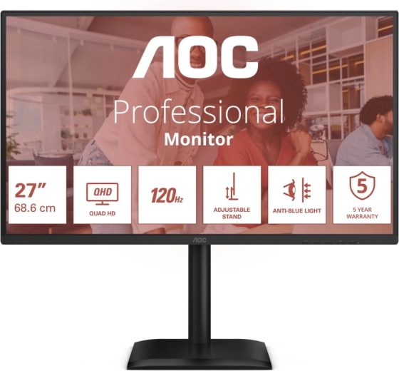 AOC Q27E4CV 27" monitor QHD IPS 120 Hz z USB-C i RJ-45