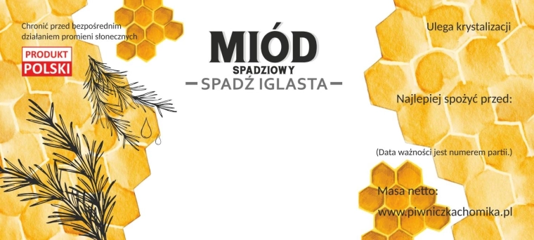 Zestaw etykiet na miód – spadziowy iglasty 116 × 50 mm, 100 szt.