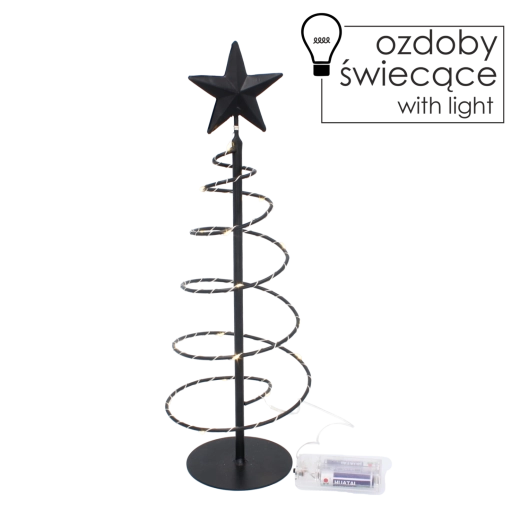 Metalowa choinka świąteczna z oświetleniem LED 39 cm – czarna