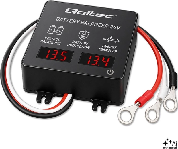Balanser napięcia 24 V do 2× 12 V akumulatorów 5 A (AGM, GEL, LiFePO4) z wyświetlaczem LED