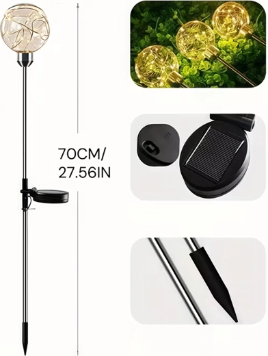 Solarne lampy ogrodowe do ziemi – wodoodporne kule LED, zestaw 4 szt.
