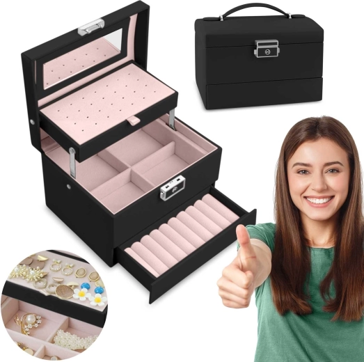 Szkatułka na biżuterię Massido MS-704 czarna