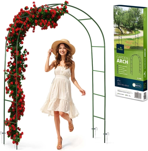 Ogrodowa pergola łukowa 240 cm – ciemnozielona, stal malowana proszkowo