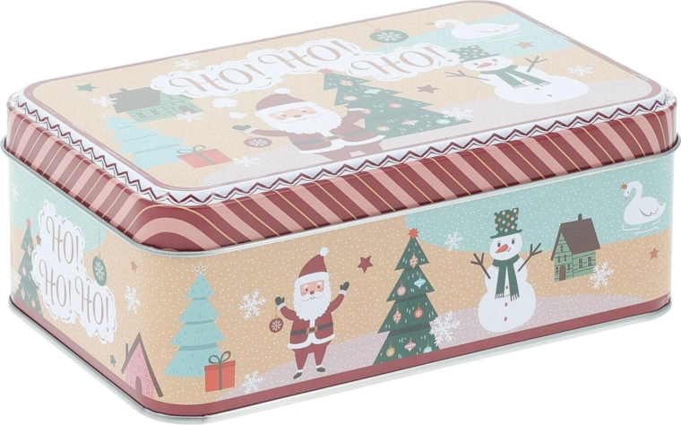 Świąteczna prostokątna puszka metalowa 16 × 11 × 5,6 cm