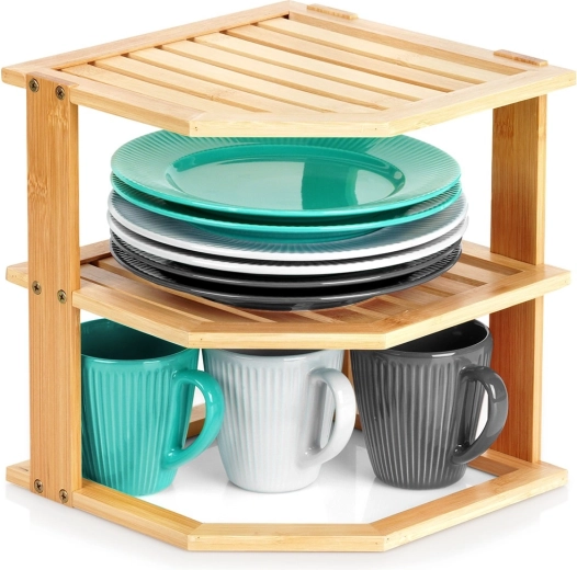 Bambusowa narożna półka kuchenna 25 × 25 × 27 cm