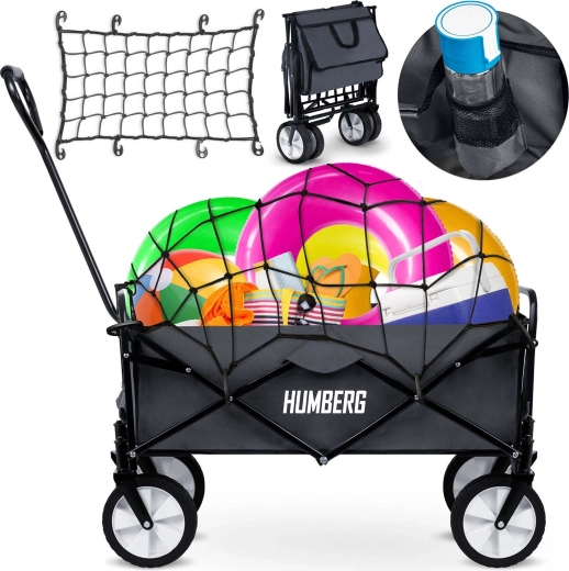 Składany wózek transportowy z siatką ochronną 80 l HUMBERG