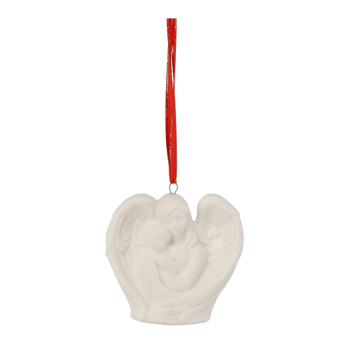 Ceramiczna anielska figurka z skrzydłami i zawieszką, biała, 7 cm