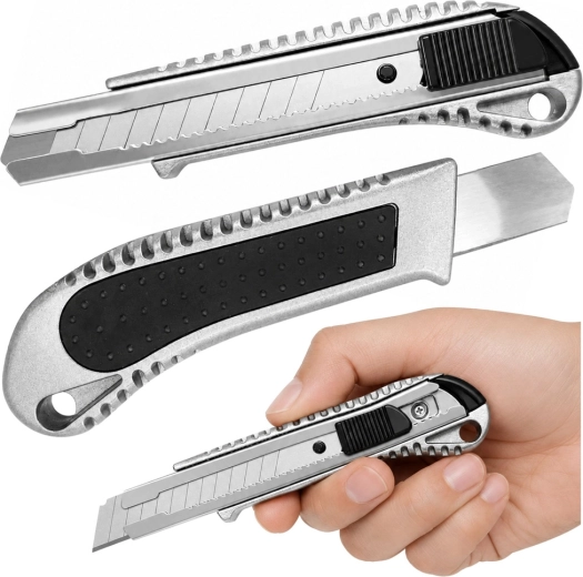 Aluminiowy nóż segmentowy łamany 18 mm z blokadą - 1 sztuka