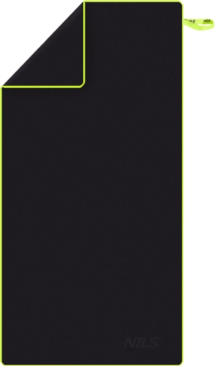 Szybkoschnący ręcznik z mikrofibry NILS Camp, czarny/zielony
