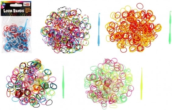 Zestaw do wyrobu bransoletek – 200 kolorowych gumek z haczykami