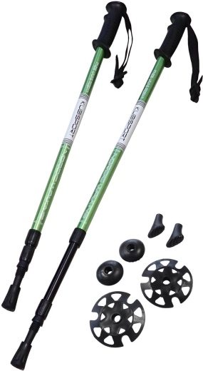Kubisport trekkingowe teleskopowe kije z antishock, zielone (1 para)