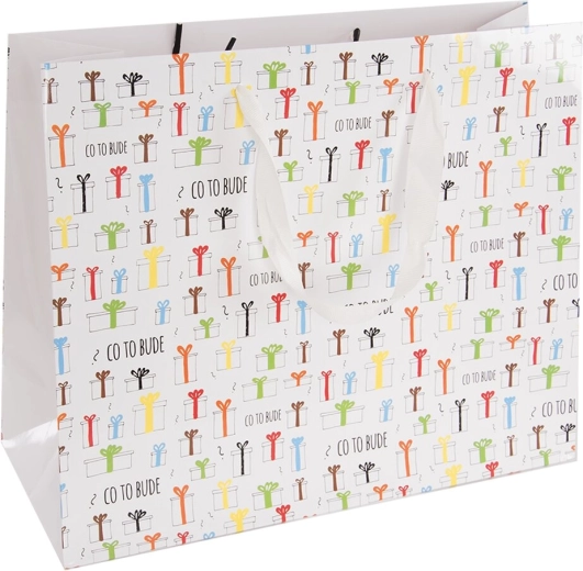 Papierowa torba prezentowa „Co to będzie” 32 × 12 × 26 cm